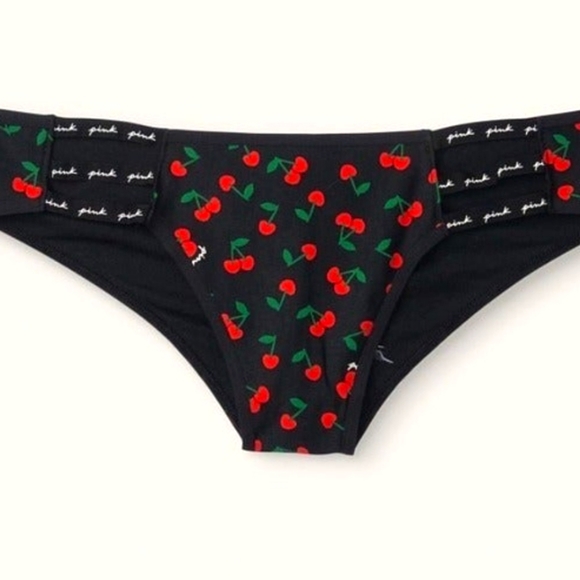 Victoria's Secret PINK Cherry Logo Cheekster Tanga Strappy Panty NWT - Picture 1 of 9